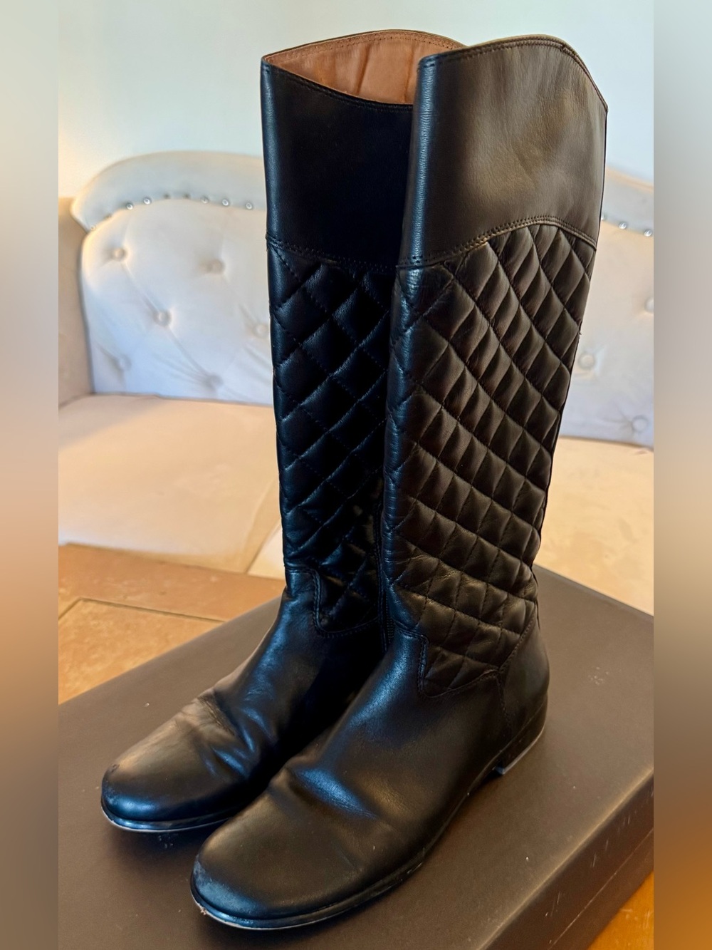 Corso Como SAN ANGELO Black Quilted Knee high Leather Boots